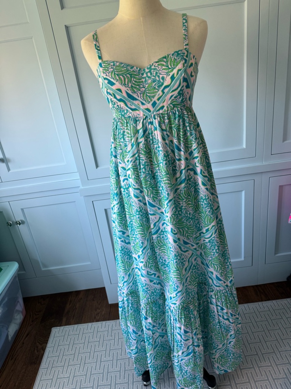 Like new Lilly Pulitzer maxi dress with Teal, pink, green pastels. - Picture 2 of 10